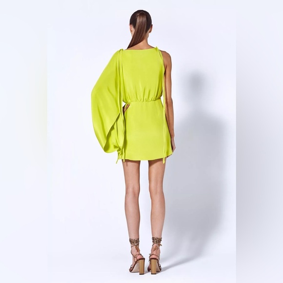Alexis Wesley Dress Chartreuse Green One-Shoulder Long-Sleeve Mini A-Line XS - Picture 2 of 16